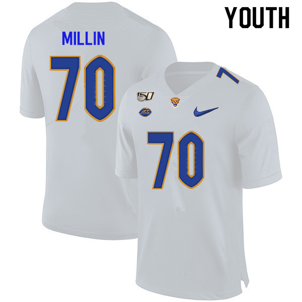 2019 Youth #70 Stefano Millin Pitt Panthers College Football Jerseys Sale-White